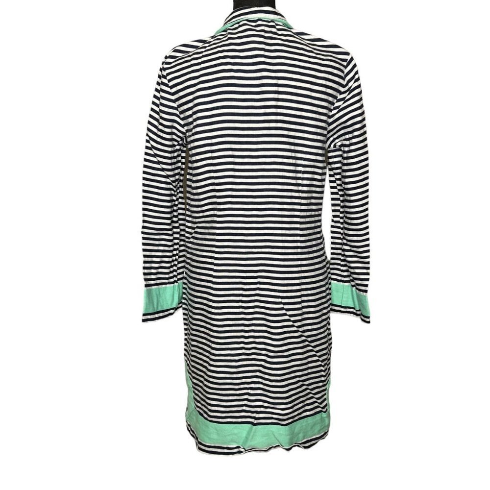 Sail to Sable STS Long Sleeve Linen Resort Tunic Shift Dress Teal Blue Striped S - Picture 6 of 8